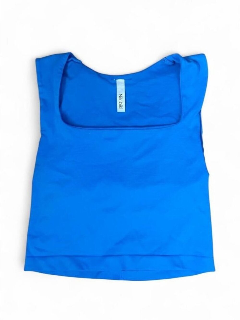 Nikibiki Blue Solid Square Neck Wide Strap Sleeveless Pullover Tank Top One Size
